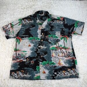 Vintage Stitch Hawaiian Mens Short Sleeve Button Shirt Tropical Beach XL Casual